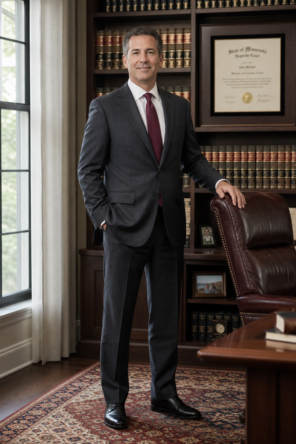 Attorney Adrian Hartwell standing in his law office